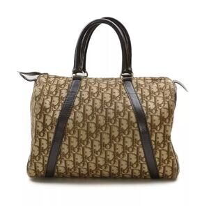 Christian Dior Vintage Monogram Boston Speedy Trotter Brown Satchel Hand Bag CD